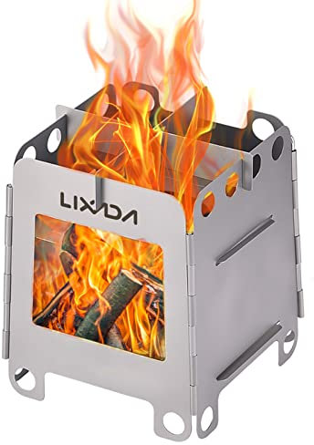 Lixada Tragbarer Camping-Titan-Herd Leichter klappbarer Holzofen Taschenherd Outdoor-Camping Rucksack Kochen Picknick