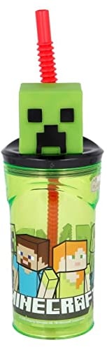 3D Figurine Tumbler Minecraft, Childrens Drinking Cup Straw 23 x 7.5 x 7.5cm