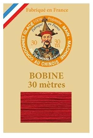 Sajou Fil Cordonnet glacé Polyester - Fil cordonnerie et Reliure - Fil au Chinois - Fabriqué en France - Coloris 525 - Rouge