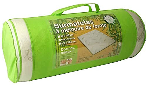 Alpes Blanc - Surmatelas à mémoire de Forme 5 cm – Visco et Fibres de Bambou – Confort Ergonomique – Anti-Allergique – Déhoussable et Lavable