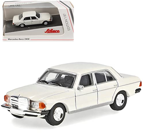 Mercedes-Benz E-Klasse W123 280E Limousine Weiss 1975-1986 H0 1/87 Schuco Modell Auto mit individiuellem Wunschkennzeichen