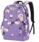 MOSISO Laptop Backpack for Women with USB Charging Port, 15.6 inch Laptop Rucksack Anti-Theft Stylish Casual Daypack Bag with Luggage Strap, Camellia Travel Backpack, Purple