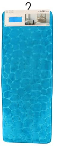 Tendance - Tapis memoire de forme microfibre galet 45x120 cm - bleu canard