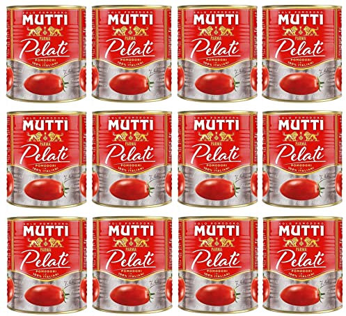 Mutti Pomodori Pelati Lot de 12 tomates pelées 100 % tomates italiennes 800 g