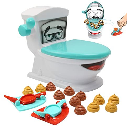 Poop Shoot Spielzeug - Lustiges Familienparty Poop Shoot Spiel - - Kreatives Toiletten poop-Spiel Spielzeug Neujahrsgeschenk für Kinder - Enthält Toilette, 2 Launcher, 12 poops und einen Aufkleber.