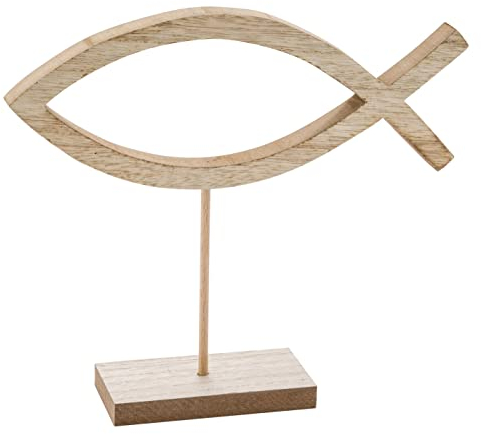 ZauberDeko Deko Figur Fisch Holz auf Ständer Aufsteller Tischaufsteller Tischdeko Kommunion Konfirmation