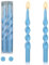 Blaue Kerzenständer, spiralförmige Spitzkerze – Set mit 2 gedrehten Kerzenständern, 25,4 cm lang, spitz zulaufende Kerzen, ohne Duft, für Heimdekoration, Urlaub, Hochzeit, Party (1D-Blau)