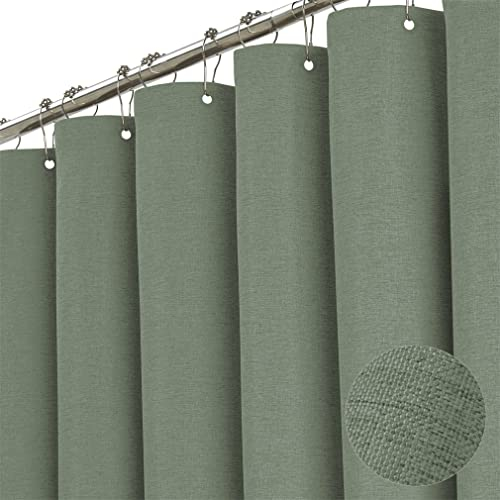 Premium Duschvorhang Leinen Stoff Textil 240x200cm Wasserdicht Anti-Schimmel für Badezimmer Grün 240x200cm