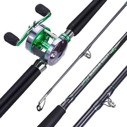 Sougayilang Catfish Baitcast Reel and Fishing Rod Combo, Conventional Fishing Wheel & 2pcs Catfish Casting Rod,Comfortable EVA Non-Slip Grips,Aluminum Reel Seat for Big Saltwater Game