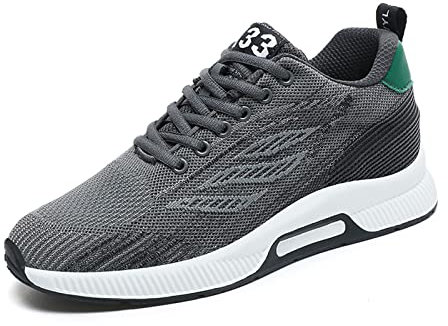 Meidiastra Herren Straßenlaufschuhe Fitnessstudio Sneaker Aufzug Schuhe Atmungsaktiv Mesh Straßenlaufschuhe Unsichtbarer Extra 6 cm Höhe Grey 43