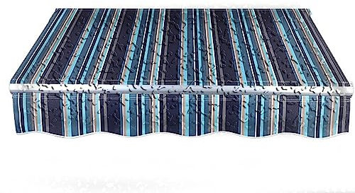Einziehbar Markise Schatten Stoff Ersatz, Terrasse Schatten Segel Deck Schatten Plane Rv Markise Sonnenschirme Für Türen überdachung Spitze Leinwand Polyester, Anpas(Size:8x9ft,Color:Blaue Streifen)