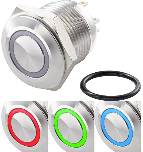TRU COMPONENTS TC-7494612 TC-GQ16F-10E/41RGB/ Vandalismusgeschützter Drucktaster 48 V/DC 2 A 1 x Aus/(Ein) tastend Rot,