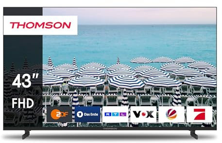 THOMSON 43 Pulgadas (109 cm) LED Full HD Easy TV – No Smart – Hotel Mode, USB, HDMI, Triple-Tuner (Cable/Satélite/Antena), AV IN, Ci+, A+ Panel – 43FD2S13