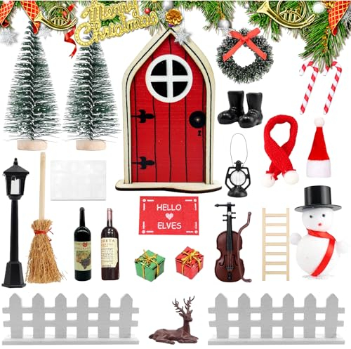 Wichteltür Zubehör Weihnachten Set, Wichteltür Set, Wichtel Zubehör Weihnachtswichtel Tür Deko, Wichteltür Zubehör Set, Weihnachten Wichteltür DIY Geschenk für Kinder