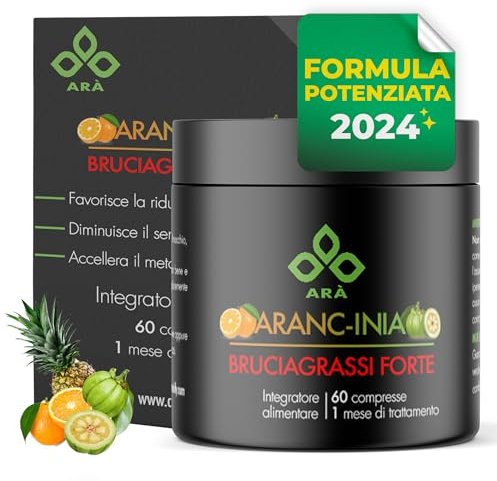 ARÀ®|Brucia grassi potenti veloci, drenante forte dimagrante con Garcinia, Caffè Verde, Guaranà e Bromelina. 60cpr keto facili da deglutire. 100% Naturale | ARANC-INIA