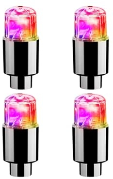 beabadoobee 4 Stücke Bunte Autoreifen Ventilkappen LED Auto Motorrad Radfahren Rad Laterne Speichen Nabe Reifen Lampe Radkappen Auto Reifen Zubehör Werkzeuge für Reifen Räder (Color : 4Pcs Colorful)