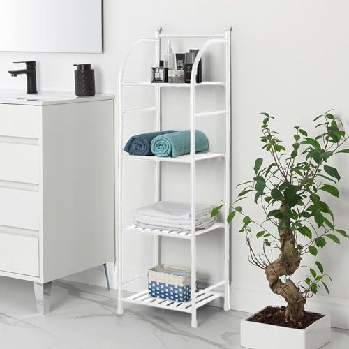 Avilia Regal mit 4 Ablagen für Bad und Schlafzimmer, Regal mit 4 Ablagen für Wohnzimmer und Eingang, aus Metall, 33 x 27 x 116 cm, Weiß