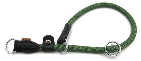 Aiminto Collier rond en corde tressée avec butée réglable et anneau d'arrêt coulissant – Idéal pour les grands chiens (taille L (1,27 cm) – 50,8 cm de long, vert foncé