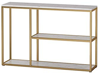 Wohnzimmer-Sofatisch, Metallkonsolentisch, Marmor-Couchtisch, Wandtisch, 31,4 x 11,8 x 31,4 Zoll