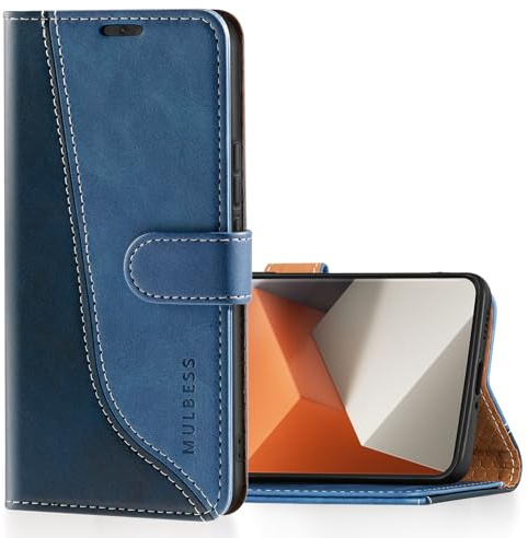 Mulbess Handyhülle für Xiaomi Redmi Note 13 Pro Plus 5G Hülle Leder, Magnet Klapphülle, Lederhülle mit Kartenfach, Flip Case Etui Handytasche Schutzhülle, Stilvoll Diamant Blau