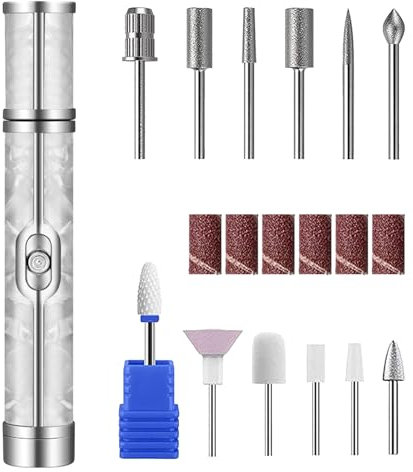 Electric Nail File Toenail Grinder for Human Thick Toenails Toenail Grinder for Thick Nails Polishing Care Peeling Removal Edge Shaping Suitable for Various Nails and Shapes (18 Grinding Heads)