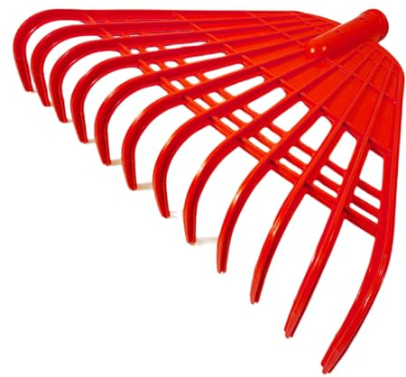 Haibinsuo 12/21 Zinken Laubrechen aus gehärtetem Kunststoff, Rechen Kopf sammeln Blätter Schmutz Gartenwerkzeug Hofgras Reinigungswerkzeug für Gartenarbeit Camping Rot 21