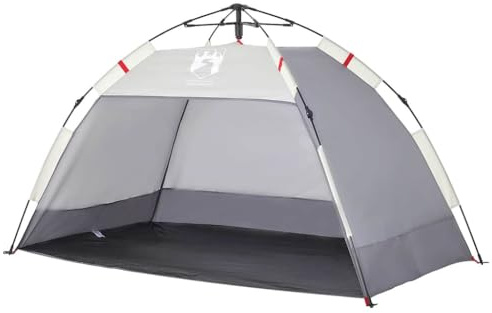 vidaXL Strandzelt, Strandmuschel mit Quick-Release-System, Wasserdicht Campingzelt mit offenem Eingang, Sonnenschutz, Grau 190T Polyester