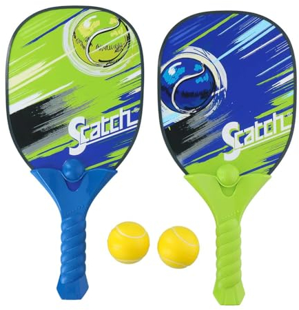 Bubble Store Paddleball-Spiel, Beach-Tennis Set 4 Teile 2 Schläger, 2 weiche Bälle, für Kinder und Erwachsene