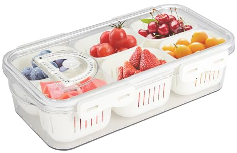 Gzsekken Fruit Storage Containers with Lids Airtight, for Fridge & Removable Colander, BPA Free Sealed Keeper for Fresh Food, Salad, Vegetables
