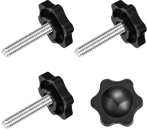 sourcing map 4Pcs Clamping Screw Knob, M6 x 30mm Hex Shaped Star Knob Plastic Grips Hand Tightening Screw Handle for Umbrella Base Mechanical Furniture, 25mm Dia