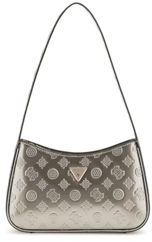 GUESS Damen Arnela Top Zip Shoulder Bag Umhängetasche, Zinn-Logo