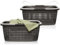 Hausfelder Wäschekorb mit Henkel 58x37x25cm, Wäschewanne groß mit Griff, 2 Wäschekörbe aus Kunststoff, 35 l (Anthrazit-Schwarz, 2 Körbe)