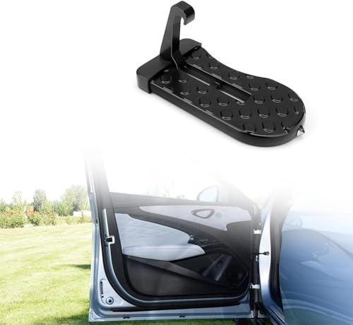 HJIAMA Marche Pied Voiture, Pédale de Porte en Alliage D'aluminium, Conception à Crochet Rotatif, avec Marteau de Sécurité, Pied u Pédale de Pédale, Convient aux Voitures, Camionnettes