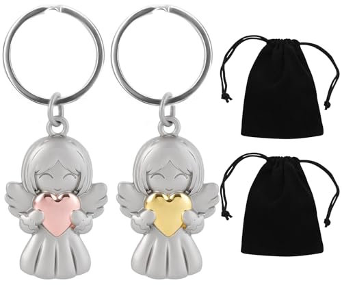 PMELCXD Llavero Mujer Original - Angeles Guardianes para Tu Protección y Bendiciones - Ángel de la Guarda y Llavero de Corazón, Perfecto para Regalar