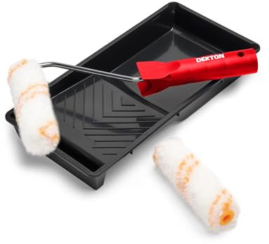 Dekton 4 Emulsion Set 4pc-Woven roller for emulsion| Ideal for emulsion paints on walls & ceiling| Medium Pile Woven Fabric Sleeve| Durable Finish| Seamless Repairs On Nicks & scuffs| 2 roller,1 tray