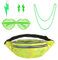 JIANGZHIB 90er 80er Jahre Outfit Damen Accessoires, 80er Jahre Accessoires mit Gürteltasche, Stulpen Neon, Brille, Ohrring, Halskette, 80er Neon Party Outfit Accessoires Grün für Karneval Thema Party