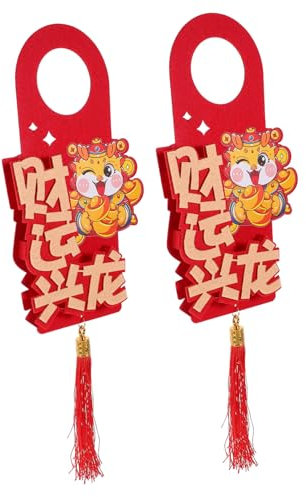 Cabilock 2pcs Year Dragon Door Handle Decorations Chinese Style Hanging Decor for Home and Office