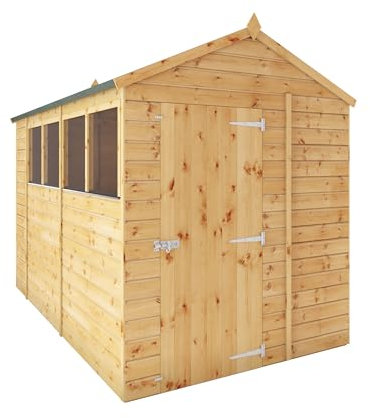 WALTONS | Shiplap Apex Wooden Garden Sheds | Outdoor Storage Shed | 12mm Shiplap Tongue and Groove Cladding | 10 Year Anti Rot Guarantee | Single Door | (10ft x 6ft)