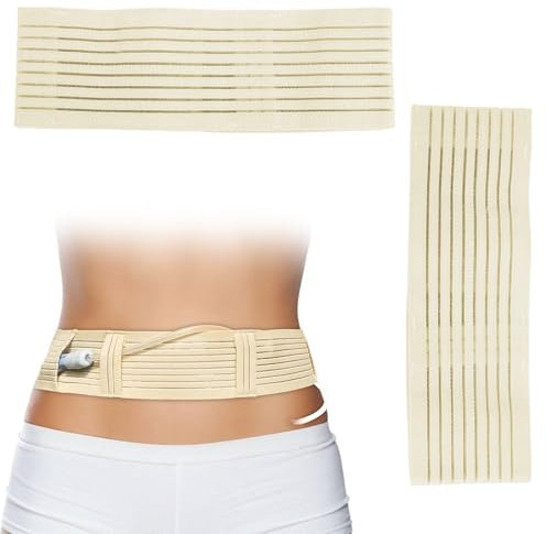 2 Pack PD Dialysis Belt Breathable Peritoneal Dialysis Accessories Peg J Tube Catheter Belts Holder Feeding Tube Supplies for Stomach Women Men Adults Beige (Cream-Coloured