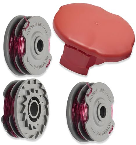 Bobina per decespugliatore da 3 pezzi e 1 tappi di copertura, sostituibili per teste di taglio a doppia linea, decespugliatori, tappi per bobine compatibili con Flymo FLY021/513937190, tagliaerba