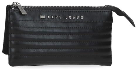 Pepe Jeans Biker Portafoglio Tre scomparti Nero 17,5x9,5x2 cm Poliestere con dettagli in pelle sintetica by Joumma Bags, Nero, Taglia unica, Portafoglio Tre Scomparti