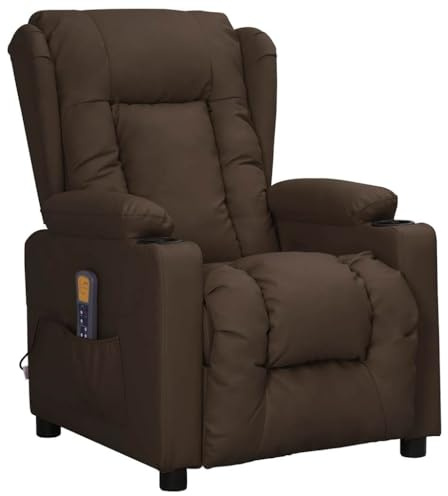 vidaXL Massagesessel Braun Kunstleder