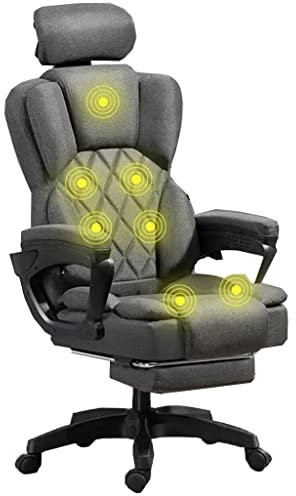 Silla de oficina de masaje con calefacción y reposapiés, silla giratoria ergonómica para máxima comodidad y apoyo