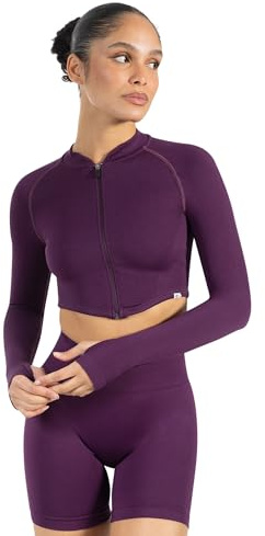 SMILODOX Crop Jacke Damen Harly, Seamless Trainingsjacke mit Stehkragen, Reißverschluss & Daumenlöchern, ideal für Sport, Warm-up, Freizeit, Layering, Yoga, Training & moderne Activewear