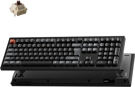 Keychron V6 Ultra 8000Hz Full-Size Wireless Mechanical Gaming Keyboard - 2.4 GHz/Bluetooth/Wired, ZMK Programmable RGB Brown Tactile Switch, Compatible with Mac Windows Linux - Black(UK Layout)