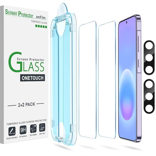 amFilm OneTouch skyddsfilm för Samsung Galaxy A57，2-Pack | Härdat glas för kameralins, automatisk passform, montering på 30 sekunder, bubbelfritt, skalvänligt, reptåligt [6,7]