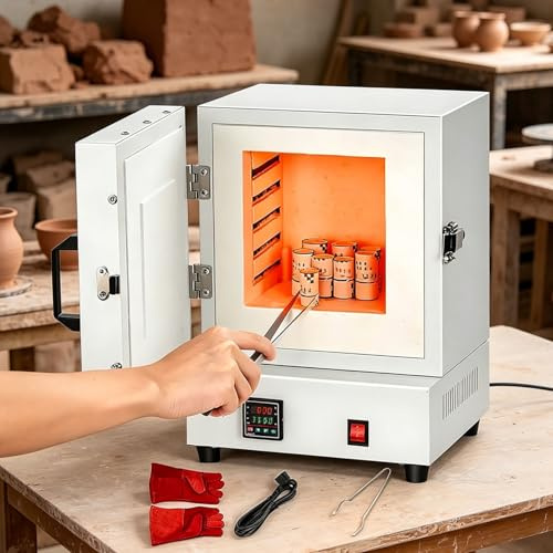 moupeaktain Forno Elettrico per Ceramica 2000W – Mini Forno a Muffola con Controllo Digitale Preciso ±1°C, Forno Compatto per Casa, per Metalli, Gioielli, Vetro, Argilla e Trattamenti Termici