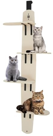 Árbol de gato colgante puerta 4 niveles rascador de pared para gatos fijación puerta, estructura de escalada para gatos, estante de pared de escalada para gatos, apto para mascotas, cafeterías, gatos