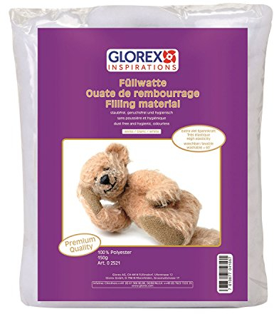 Glorex 0 2521 - Füllwatte weiß, 150 g, Füllmaterial aus 100 % Polyester, mit extra viel Spannkraft, staubfrei, waschbar, geruchsfrei und hygienisch