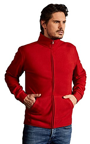 Doppel-Fleece Jacke Herren, Rot-Hellgrau, M